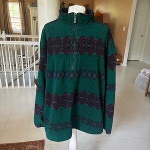 Vintage Eddie Bauer Aztec Print Fleece Pullover Half Zip Size Men’s Large